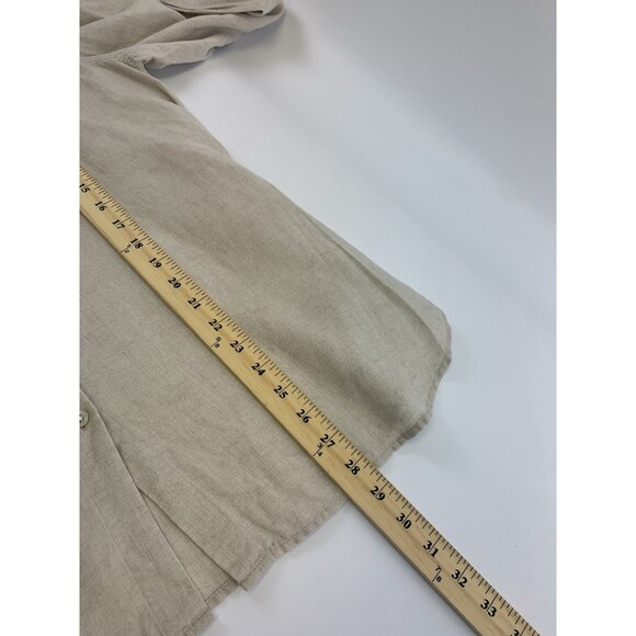 J Jill Linen Button Down Collared Shirt Tan Lightweight Breathable Womens Large - Picture 10 of 12